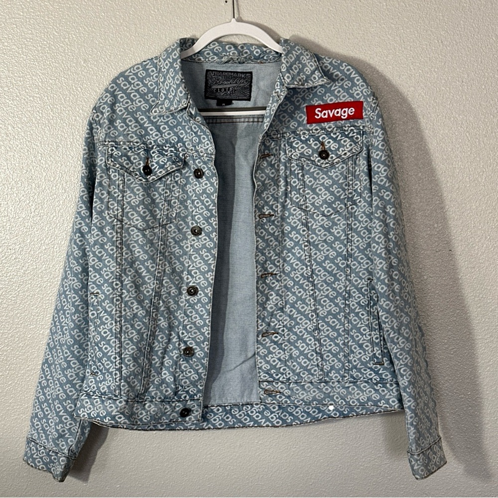 Brooklyn Cloth Savage Denim Jacket Men's M  Trucker Streetwear All Over Print